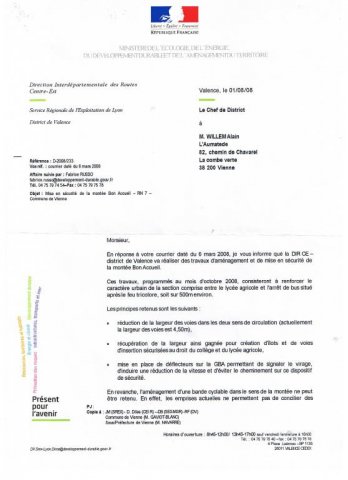 lettre DIR 01-08-2008